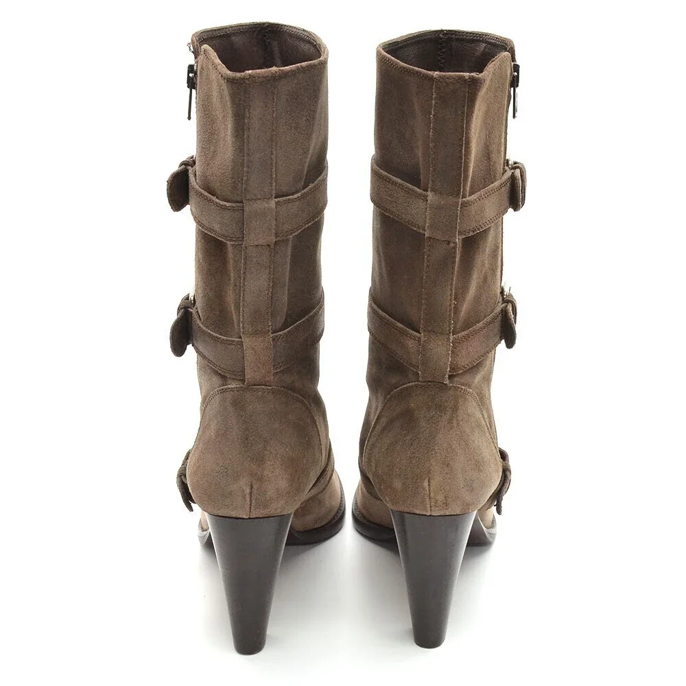 J. Crew Miller Brown Leather Buckle Boots 9.5 M New